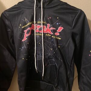 Black Graphic Hoodie with Spider Web Design
